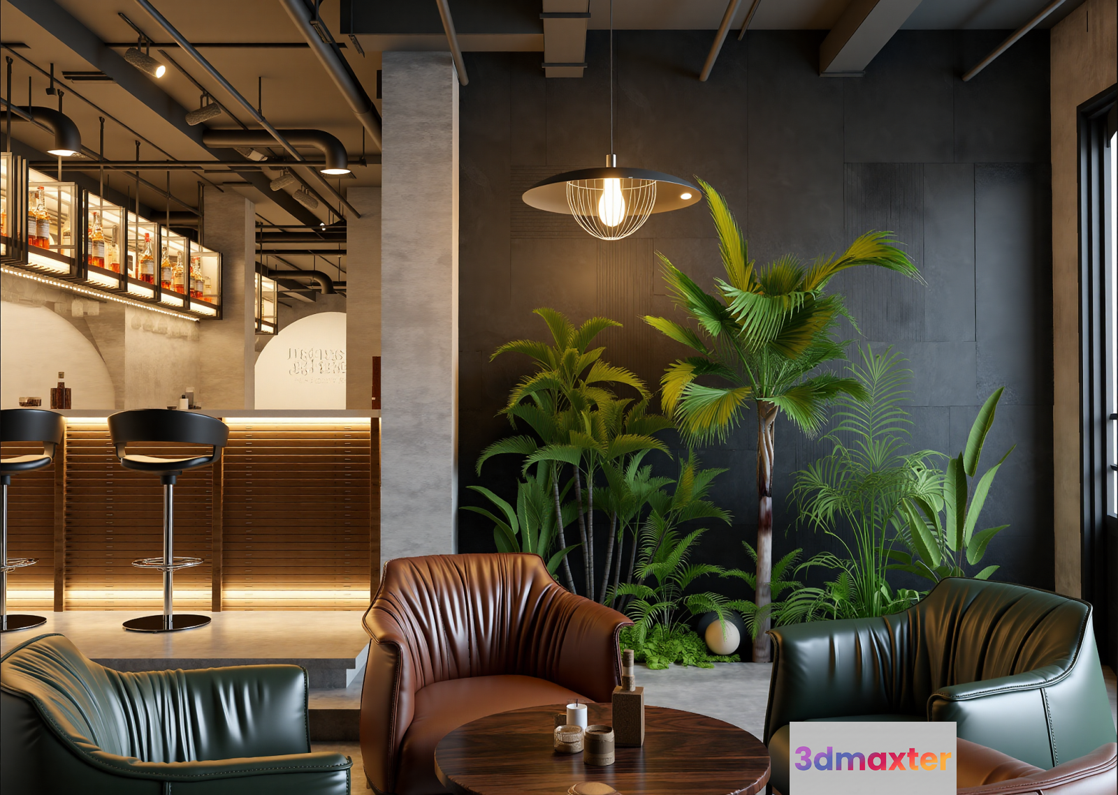 Modern Bar Area 3D Model - 23678 - VRAY Render