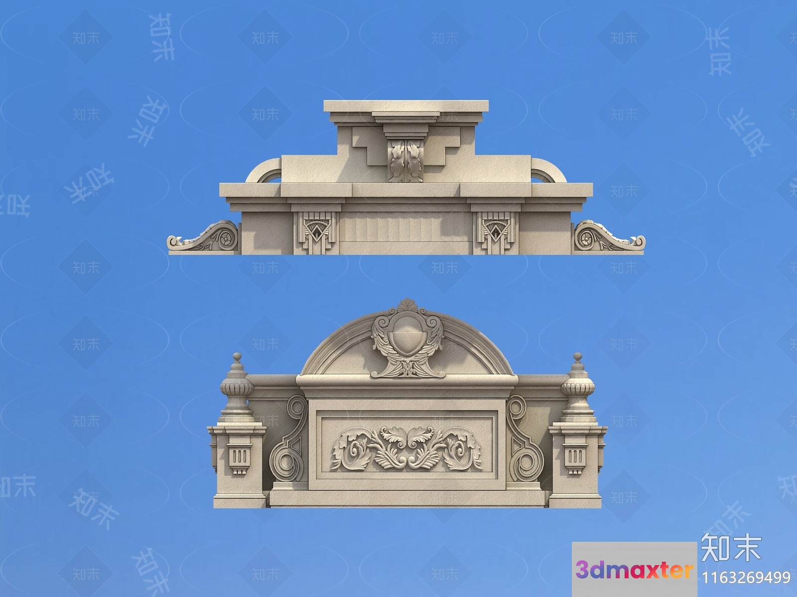 Classic Stone Fireplace 3D Model - 15365 - VRAY Render