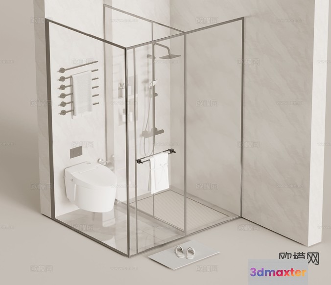Modern Bathroom Shower 3D Model - 9743 - VRAY Render