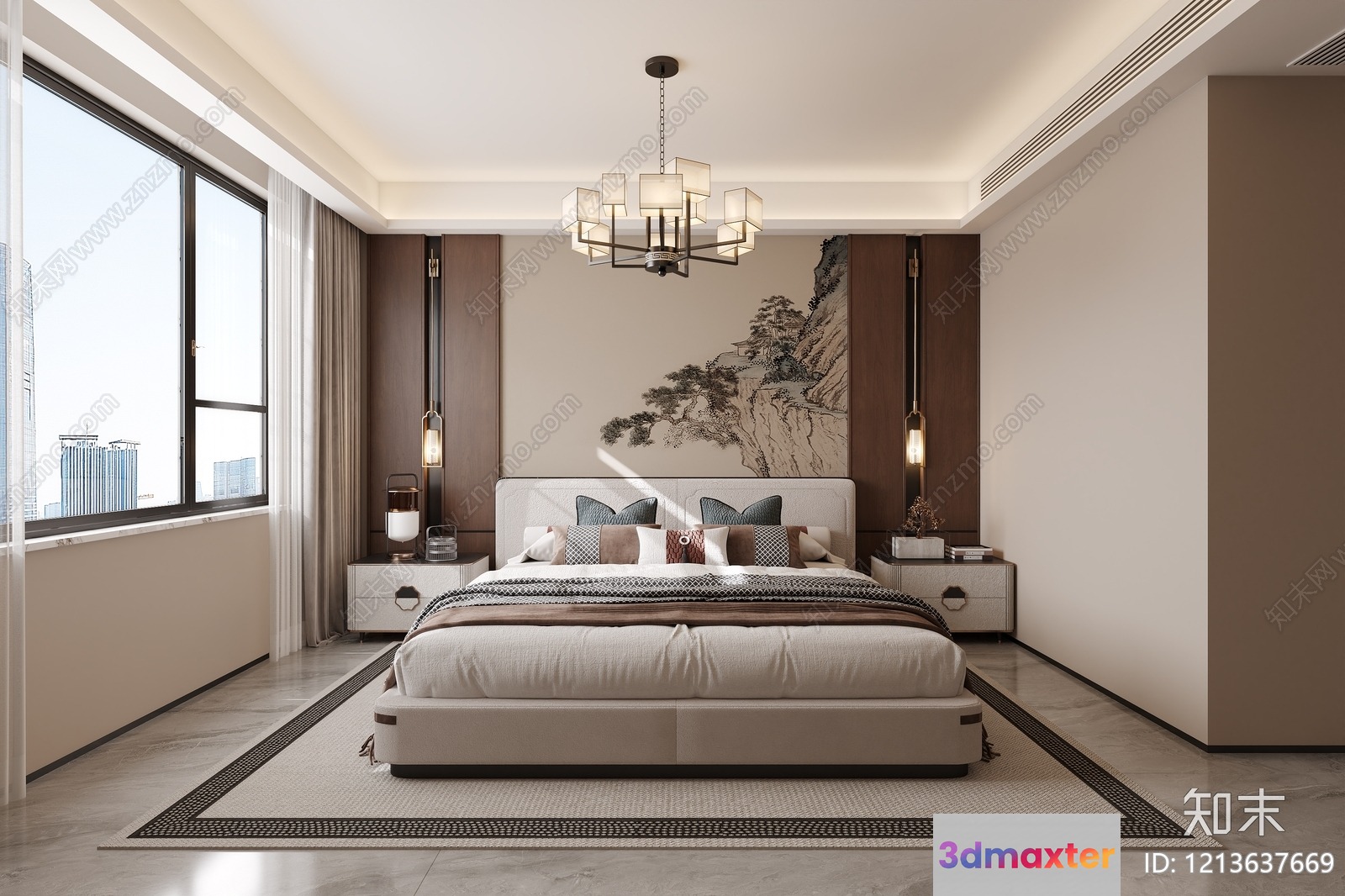 Cozy Modern Bedroom 3D Model - 7233 - VRAY Render