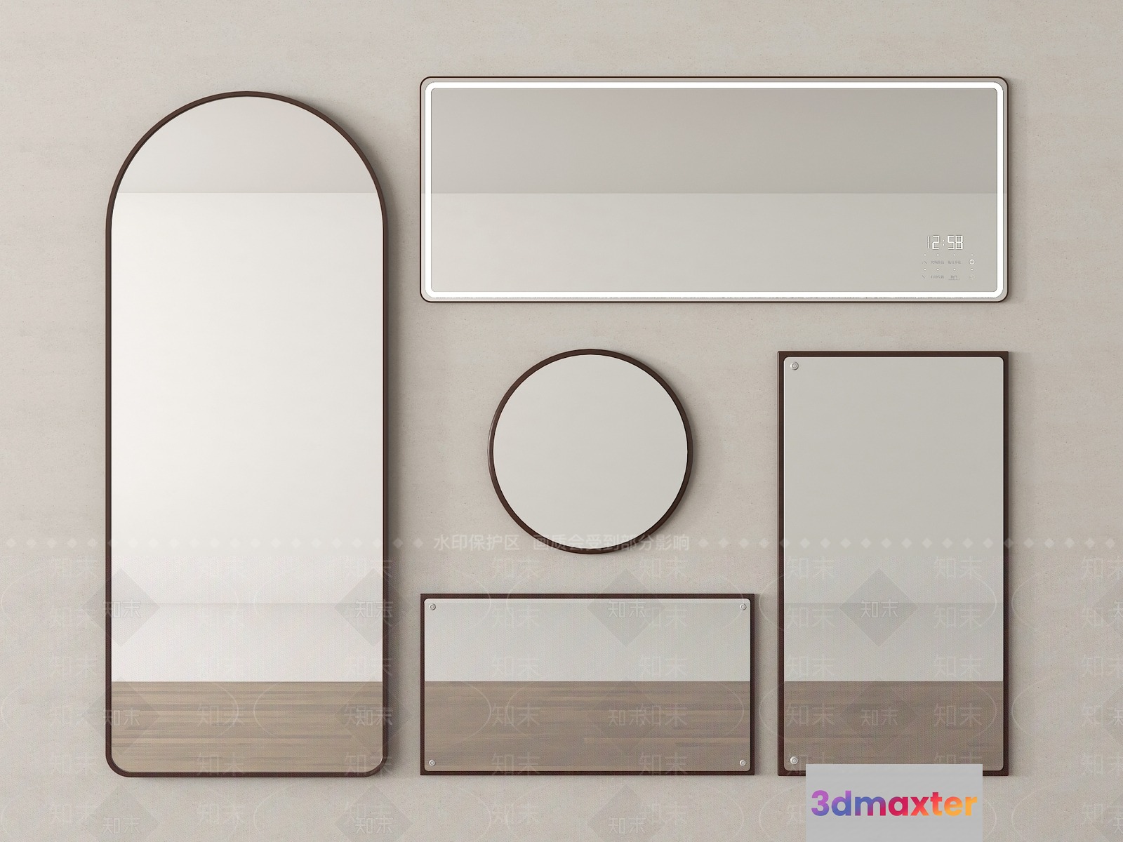 Modern Wall Mirrors 3D Model - 14469 - VRAY Render