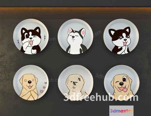 A Set Of Dog-Themed Stickers 3D Model - 18753 - VRAY Render