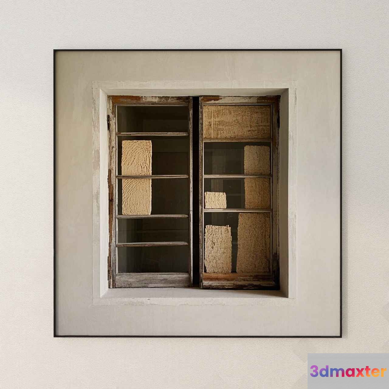 A Window With A Rustic Wooden Frame 3D Model - 20361 - VRAY Render
