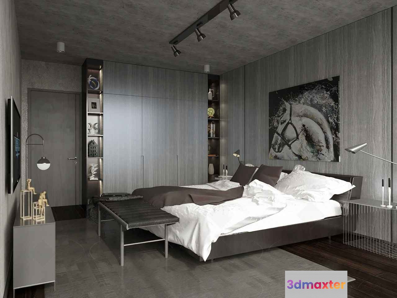 Modern Master Bedroom 3D Model - 19954 - VRAY Render