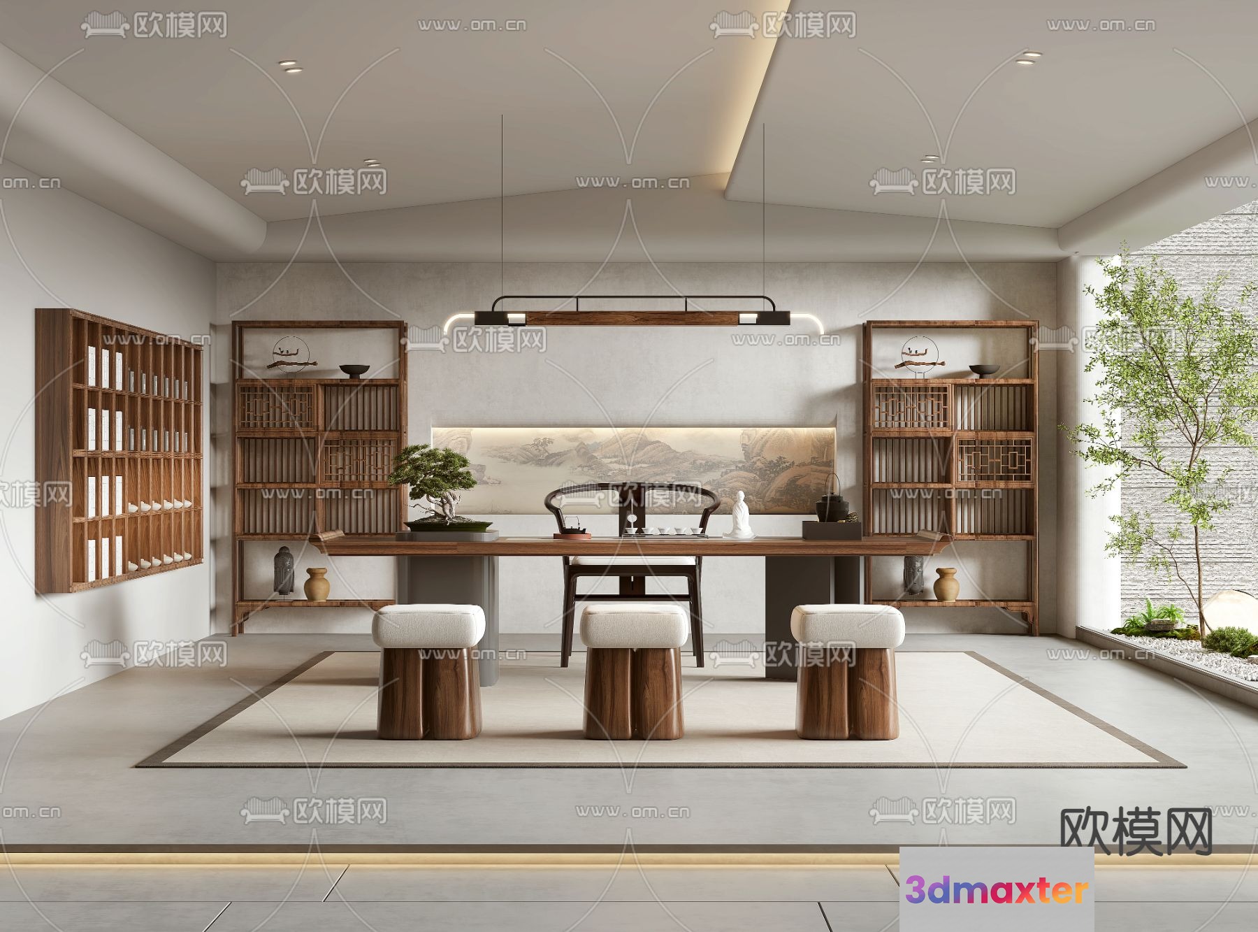 Modern Minimalist Dining Room 3D Model - 14671 - VRAY Render