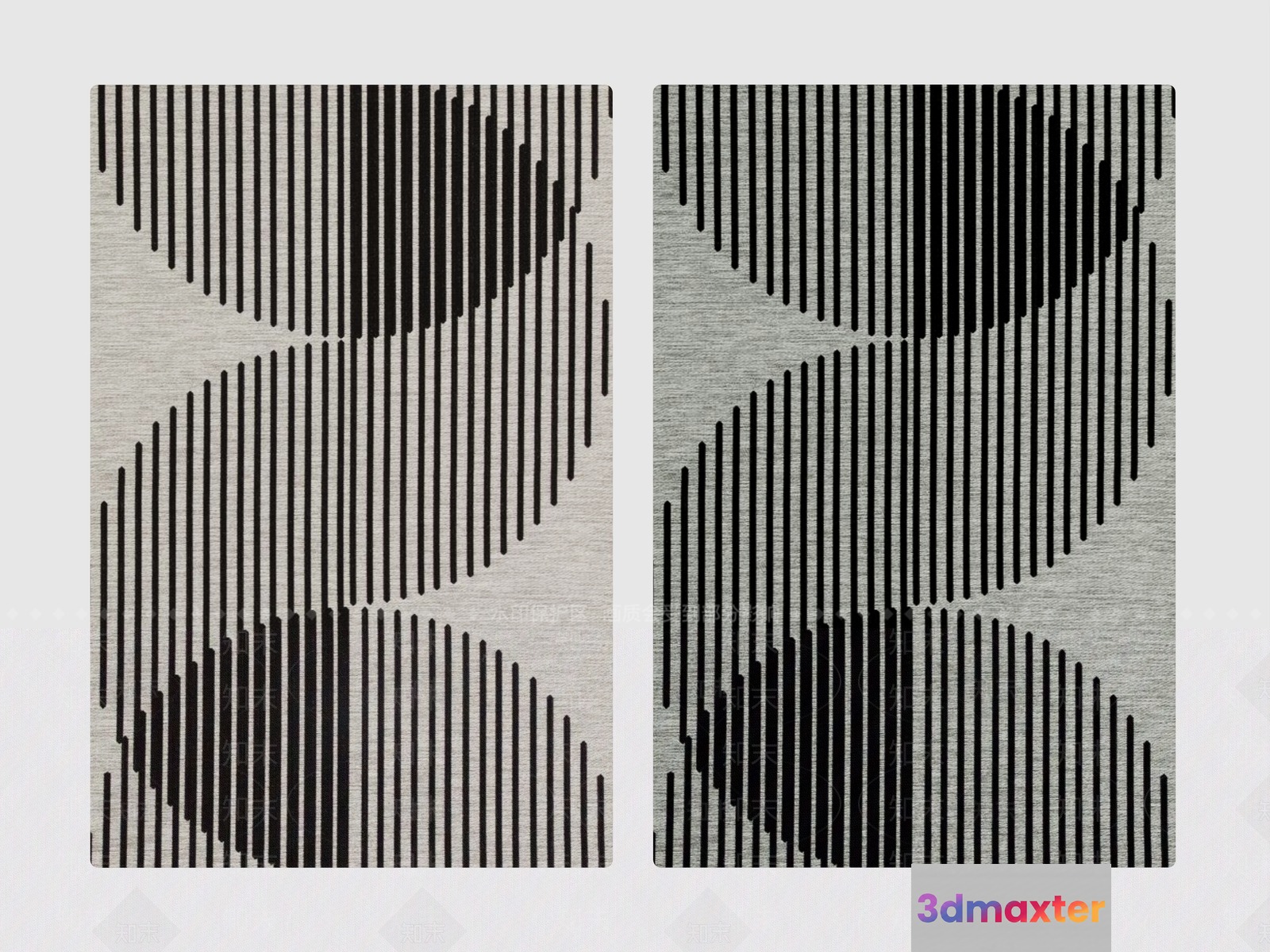 Two Rectangular Rugs With A Black And Gray Pattern 3D Model - 14468 - VRAY Render
