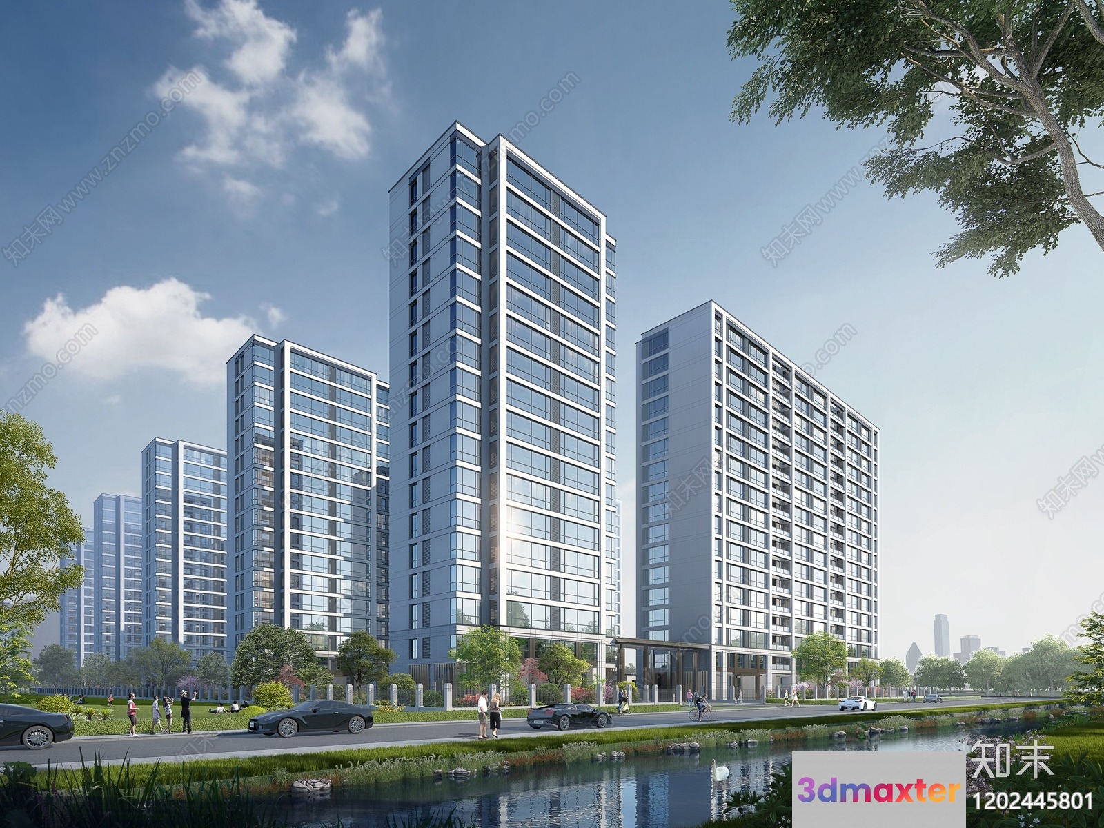 Urban High-Rise Buildings 3D Model - 9996 - VRAY Render