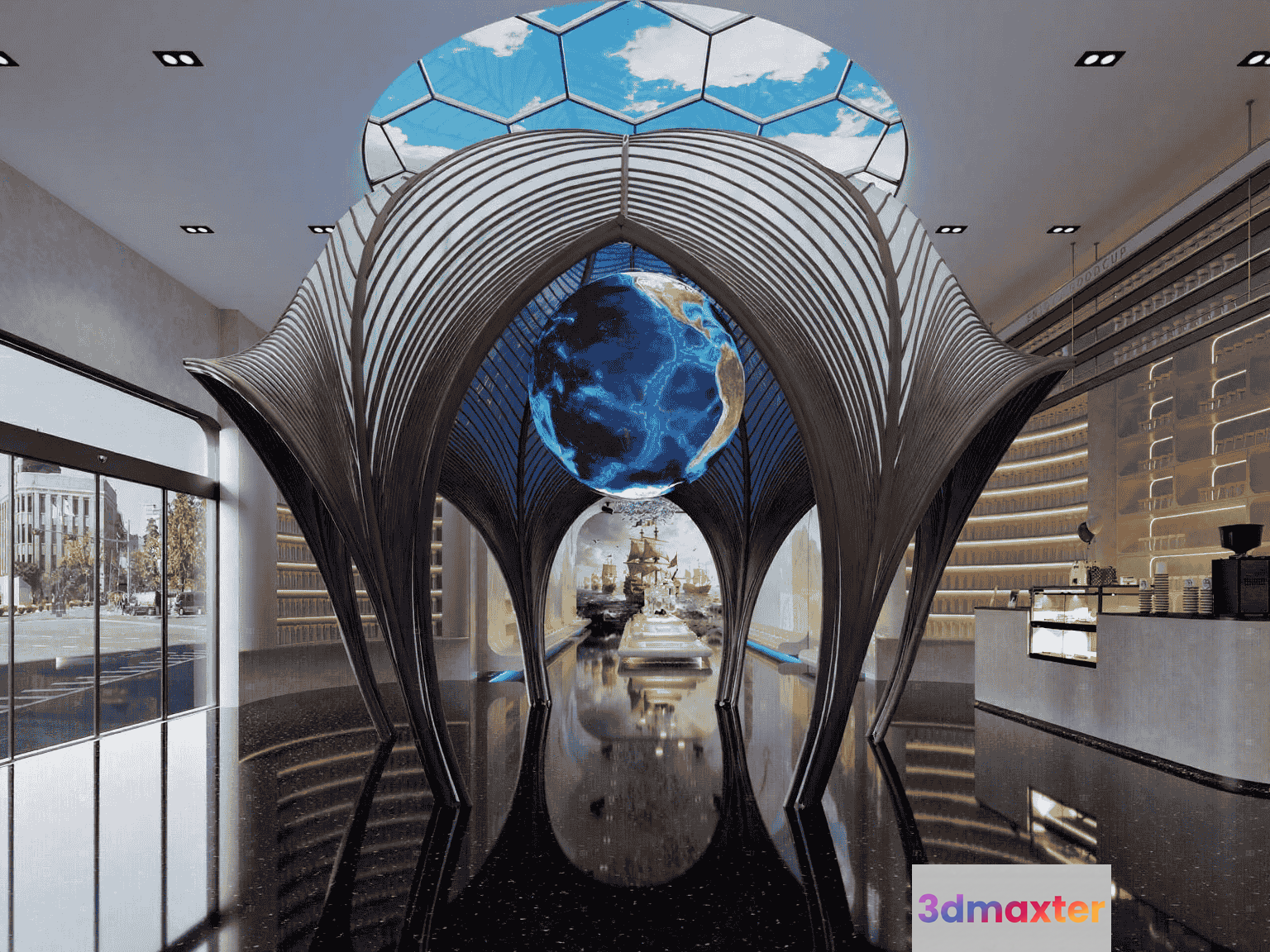 Modern Futuristic Interior 3D Model - 9875 - VRAY Render