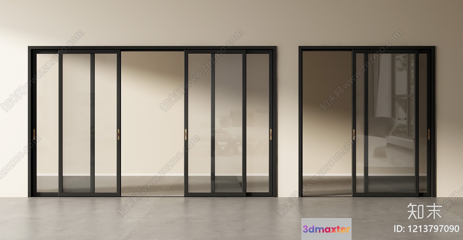 A Room With Sliding Glass Doors 3D Model - 10252 - VRAY Render