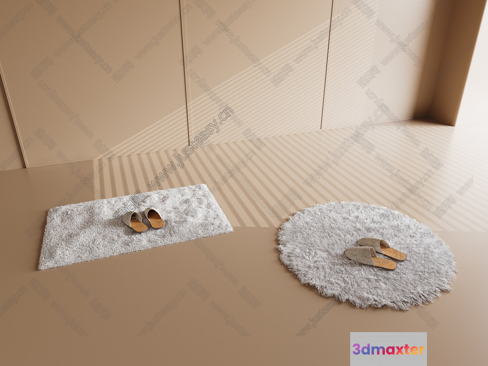 A Pair Of Slippers On A Rug 3D Model - 4278 - VRAY Render