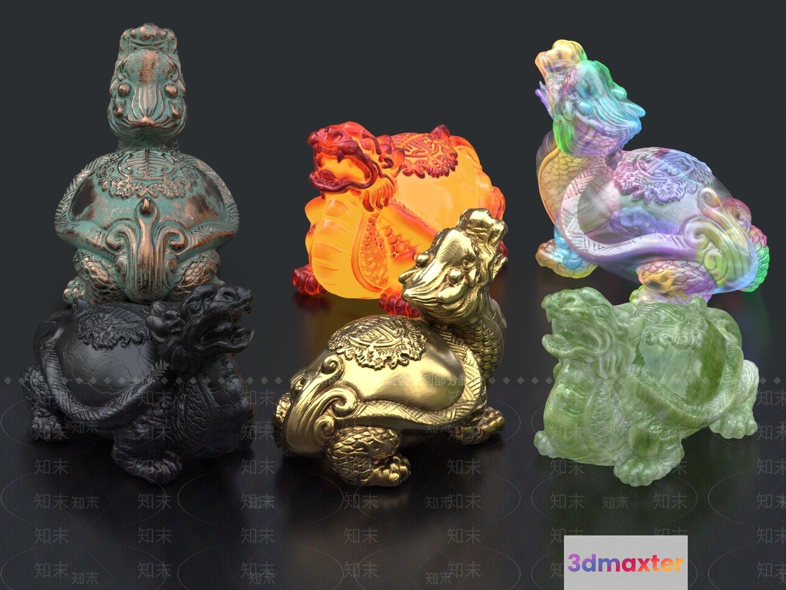 Ancient Chinese Statues 3D Model - 1608 - VRAY Render