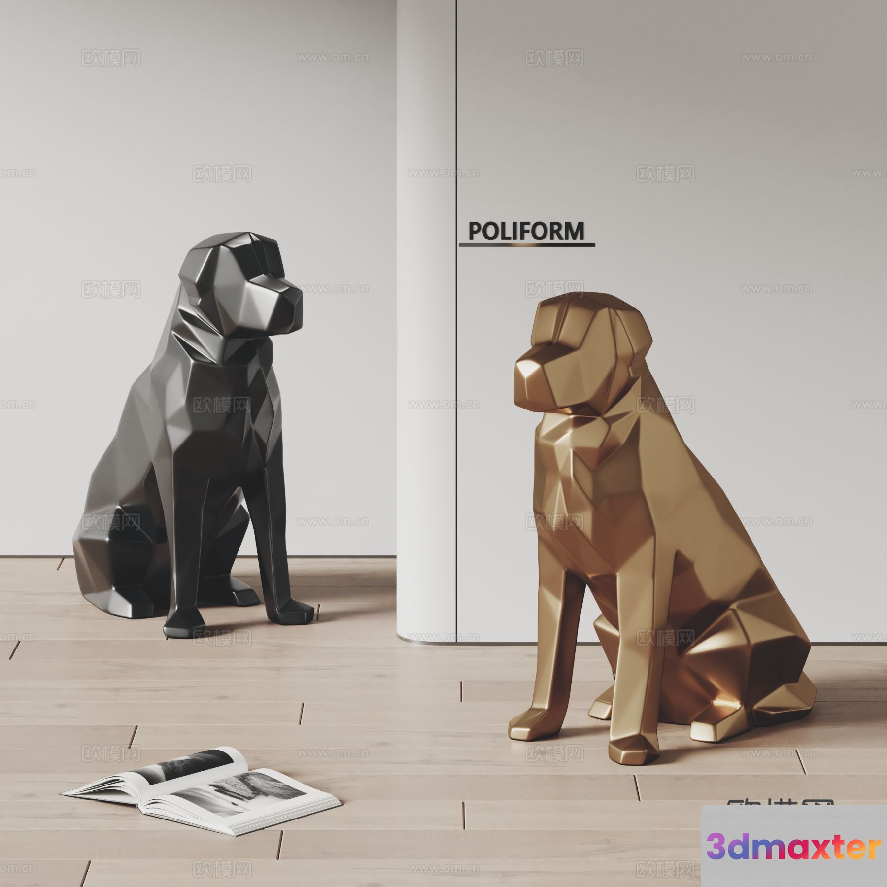 Modern Metal Dogs 3D Model - 10766 - VRAY Render