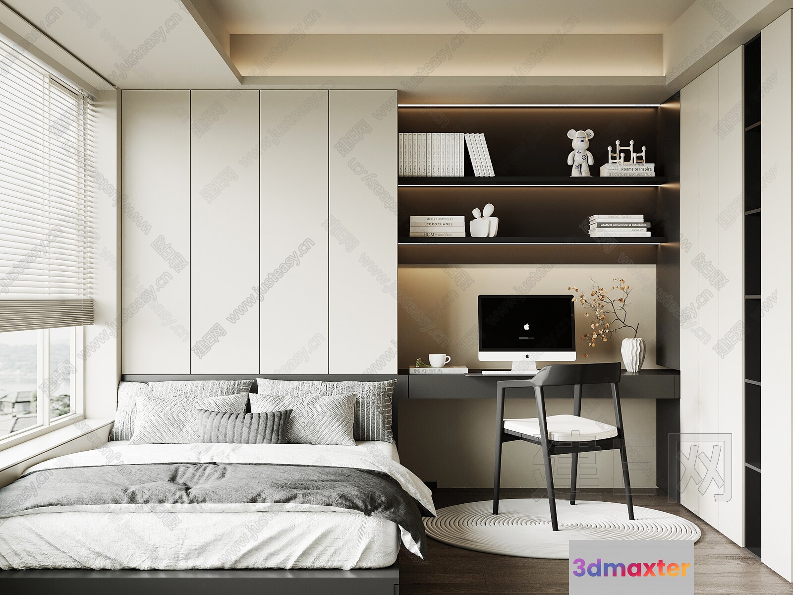 Modern Minimalist Bedroom 3D Model - 16584 - VRAY Render