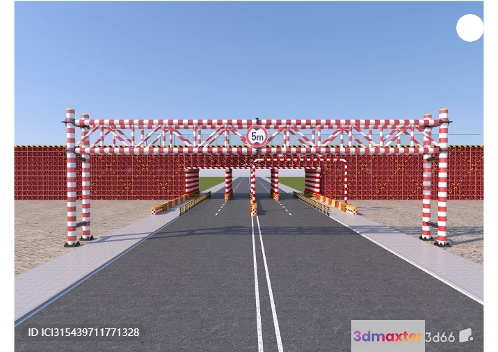 A Road With A Gate 3D Model - 3369 - VRAY Render