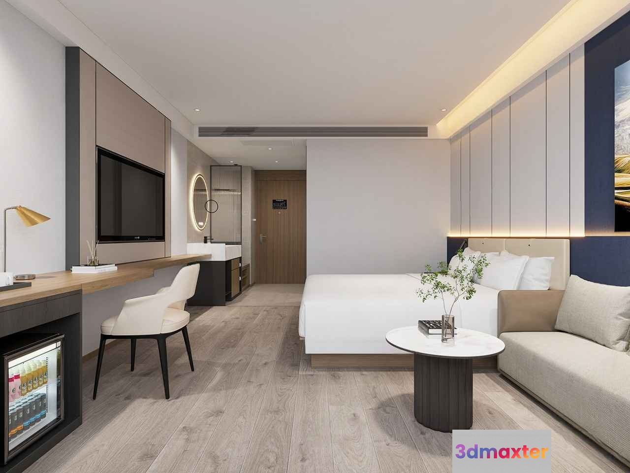 Modern Hotel Room 3D Model - 8879 - VRAY Render