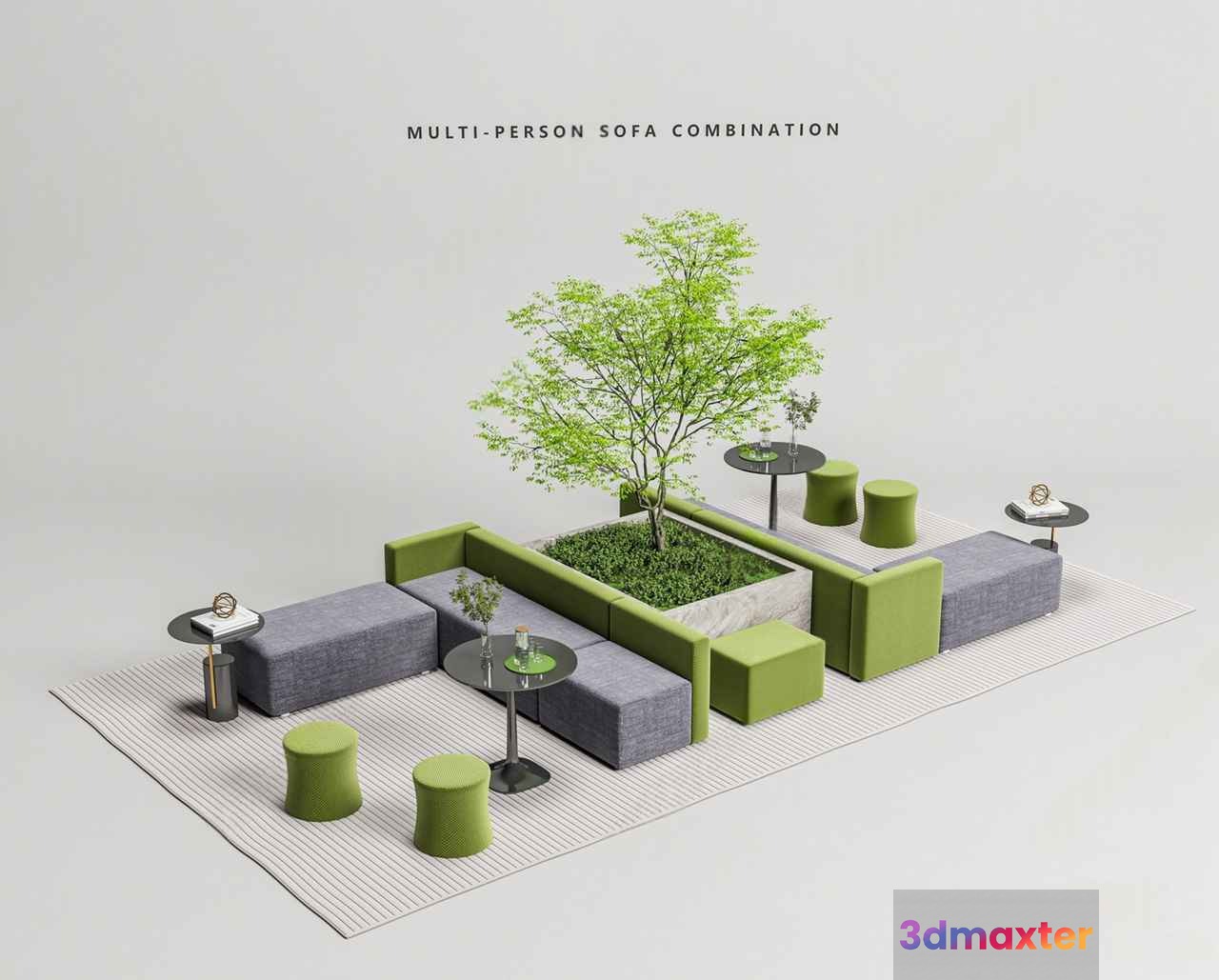 Modern Multi-Person Sofa Combination 3D Model - 2173 - VRAY Render