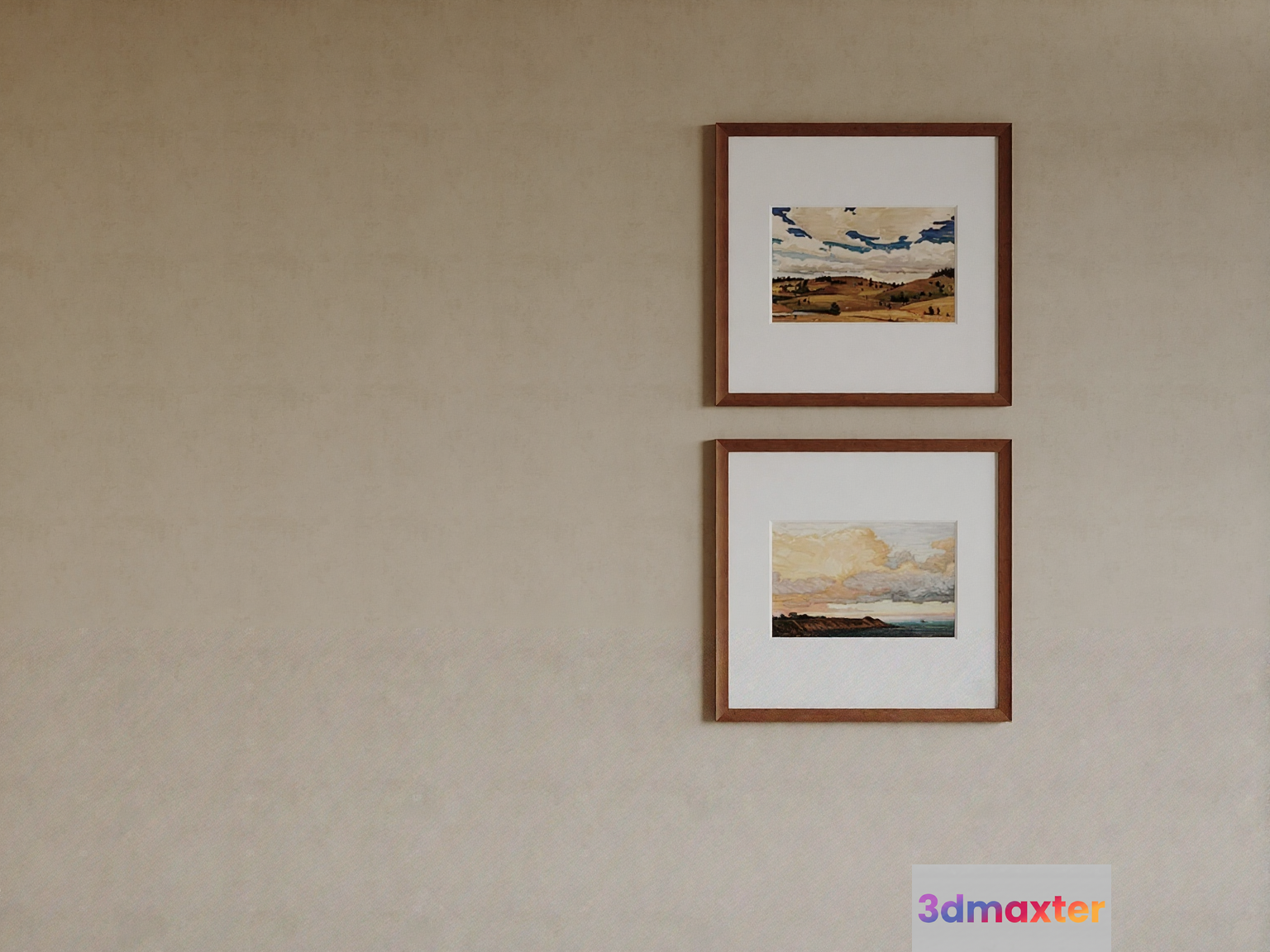Two Framed Landscape Paintings 3D Model - 2473 - CORONA Render