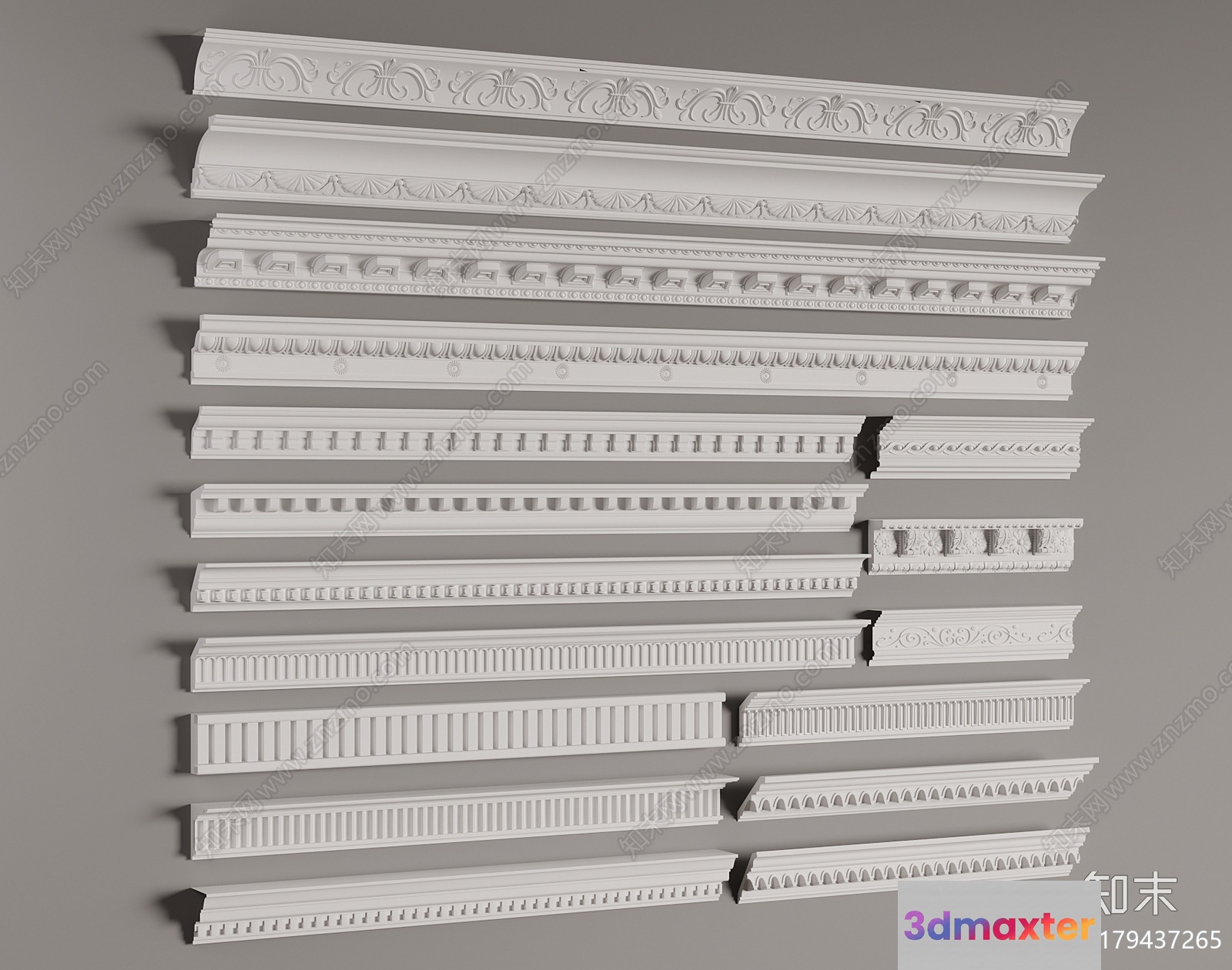 A Collection Of Decorative Molding 3D Model - 5174 - VRAY Render