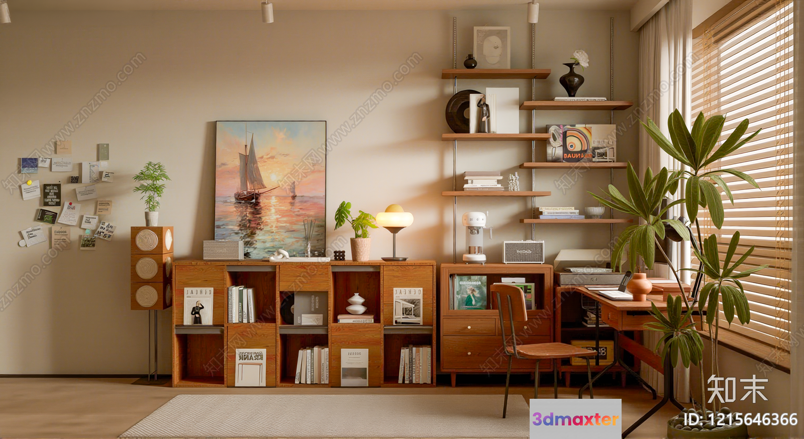 Cozy Home Office 3D Model - 13537 - VRAY Render