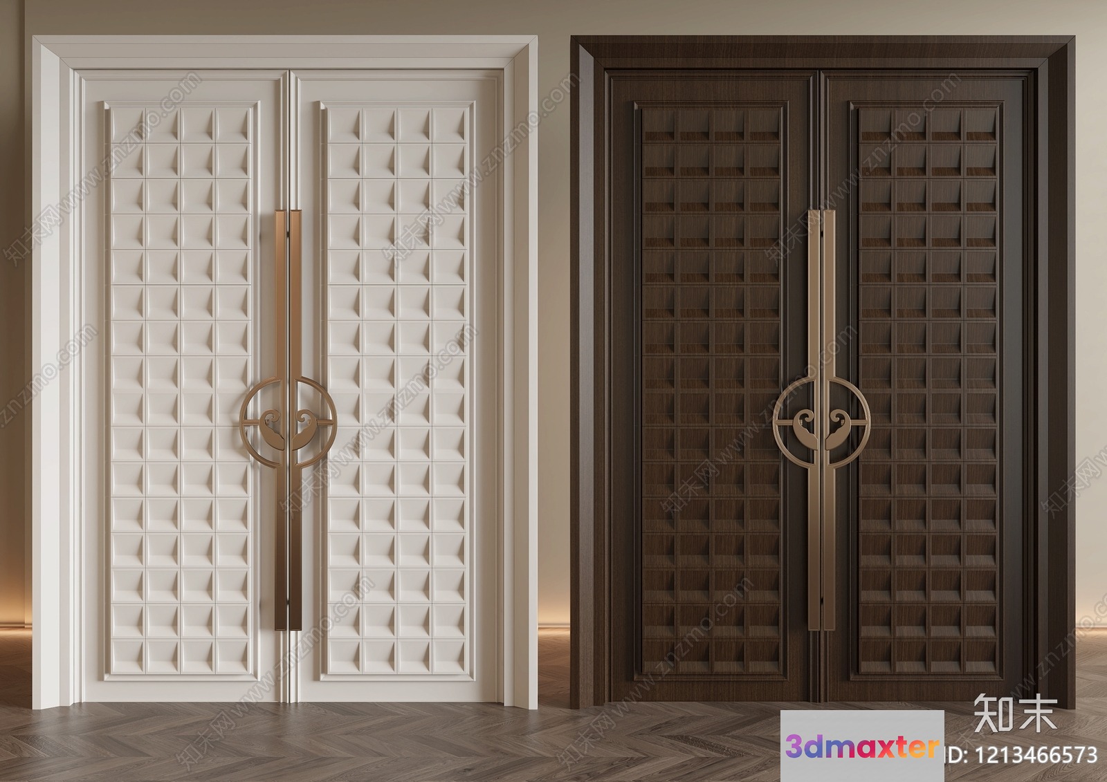 Elegant Double Doors 3D Model - 16883 - VRAY Render