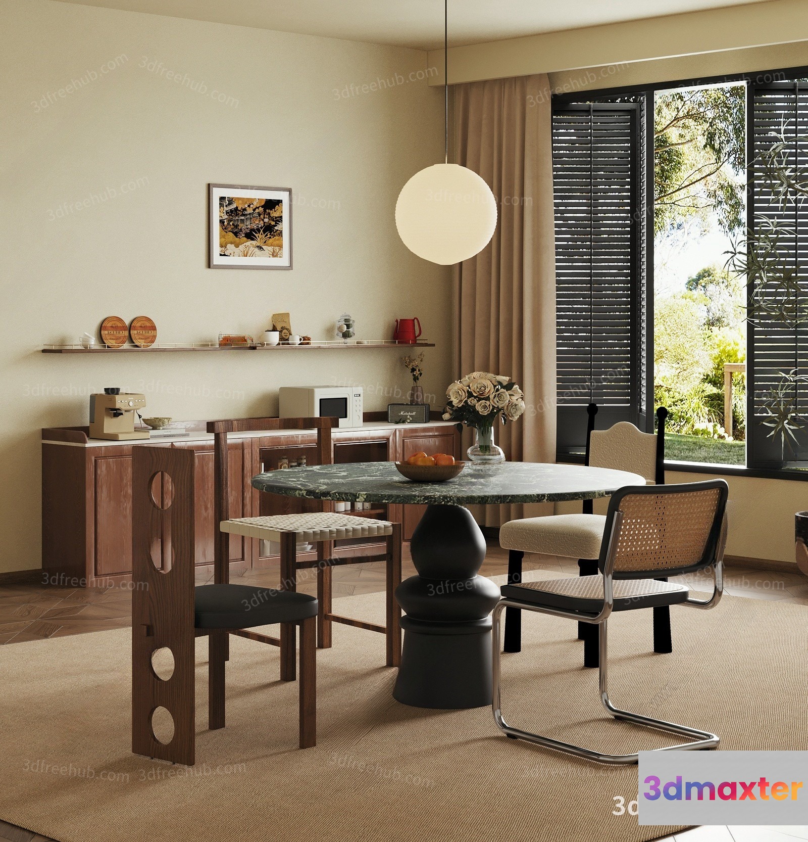 Modern Dining Room 3D Model - 21286 - VRAY Render
