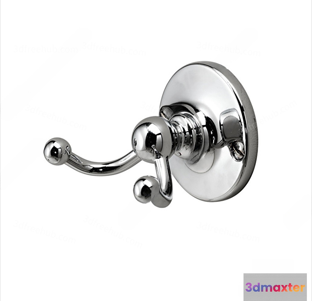 Silver Metal Coat Hook 3D Model - 20526 - VRAY Render