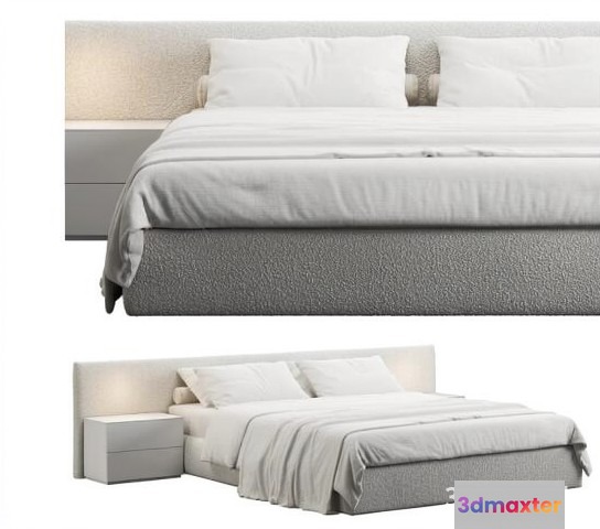 Cozy White Bed 3D Model - 21856 - VRAY Render