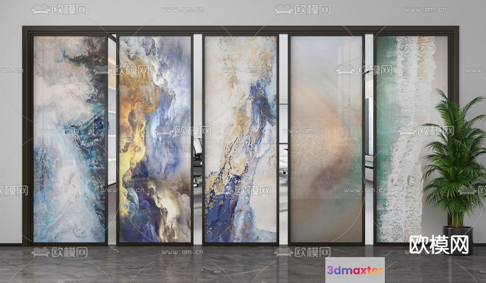 Modern Glass Doors 3D Model - 891 - VRAY Render