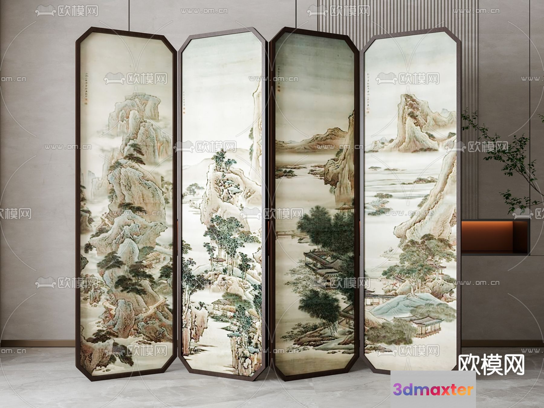 Four-Panel Screen 3D Model - 2212 - VRAY Render