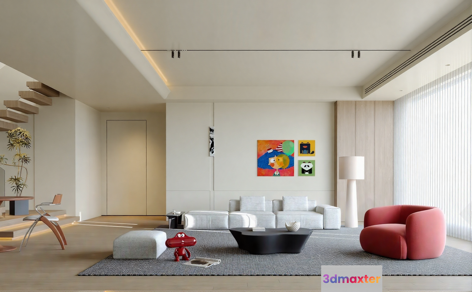 Modern Living Room 3D Model - 5555 - CORONA Render