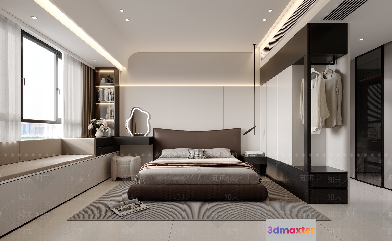 Modern Minimalist Bedroom 3D Model - 12845 - CORONA Render