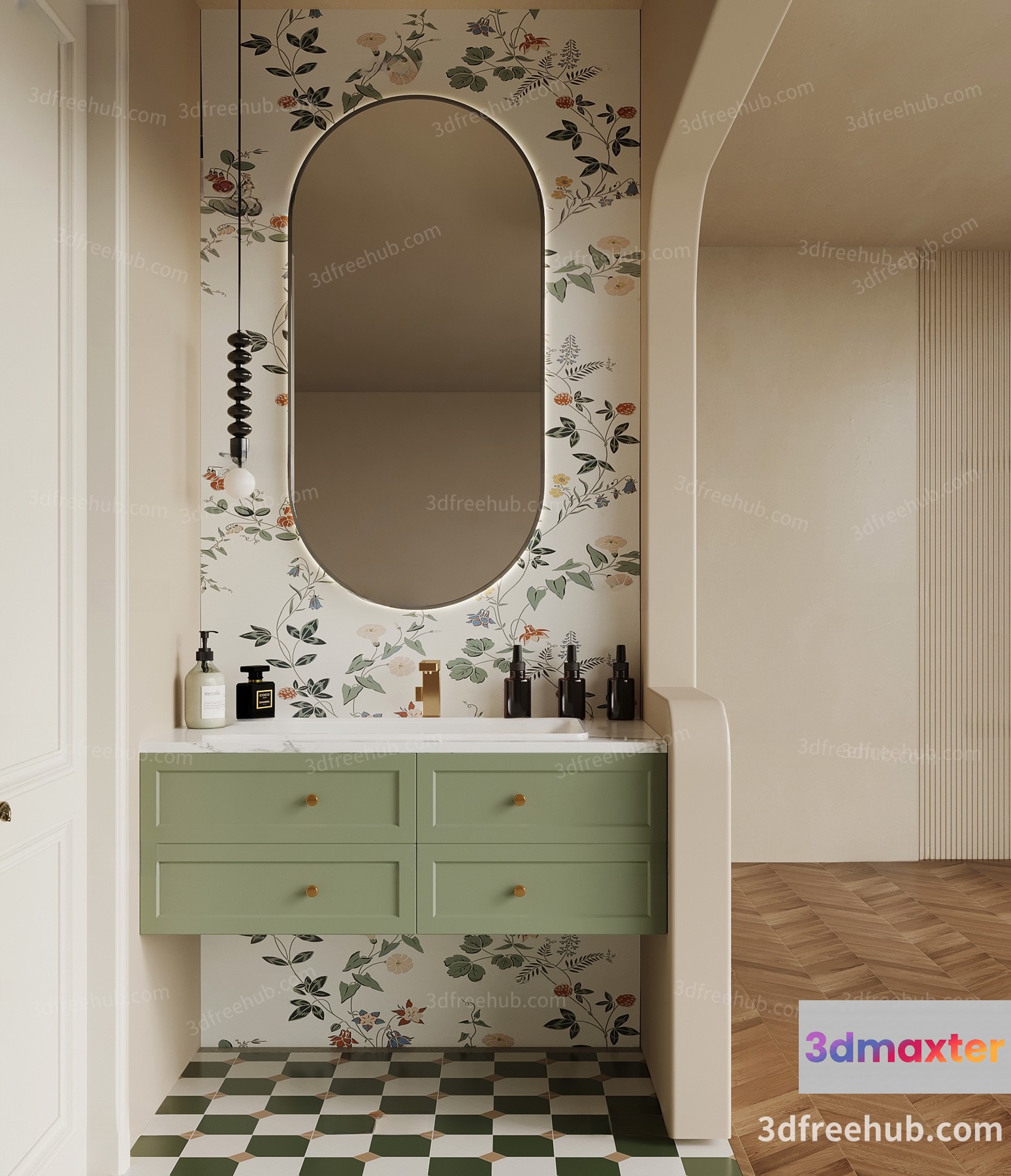 Modern Bathroom Vanity 3D Model - 22682 - VRAY Render