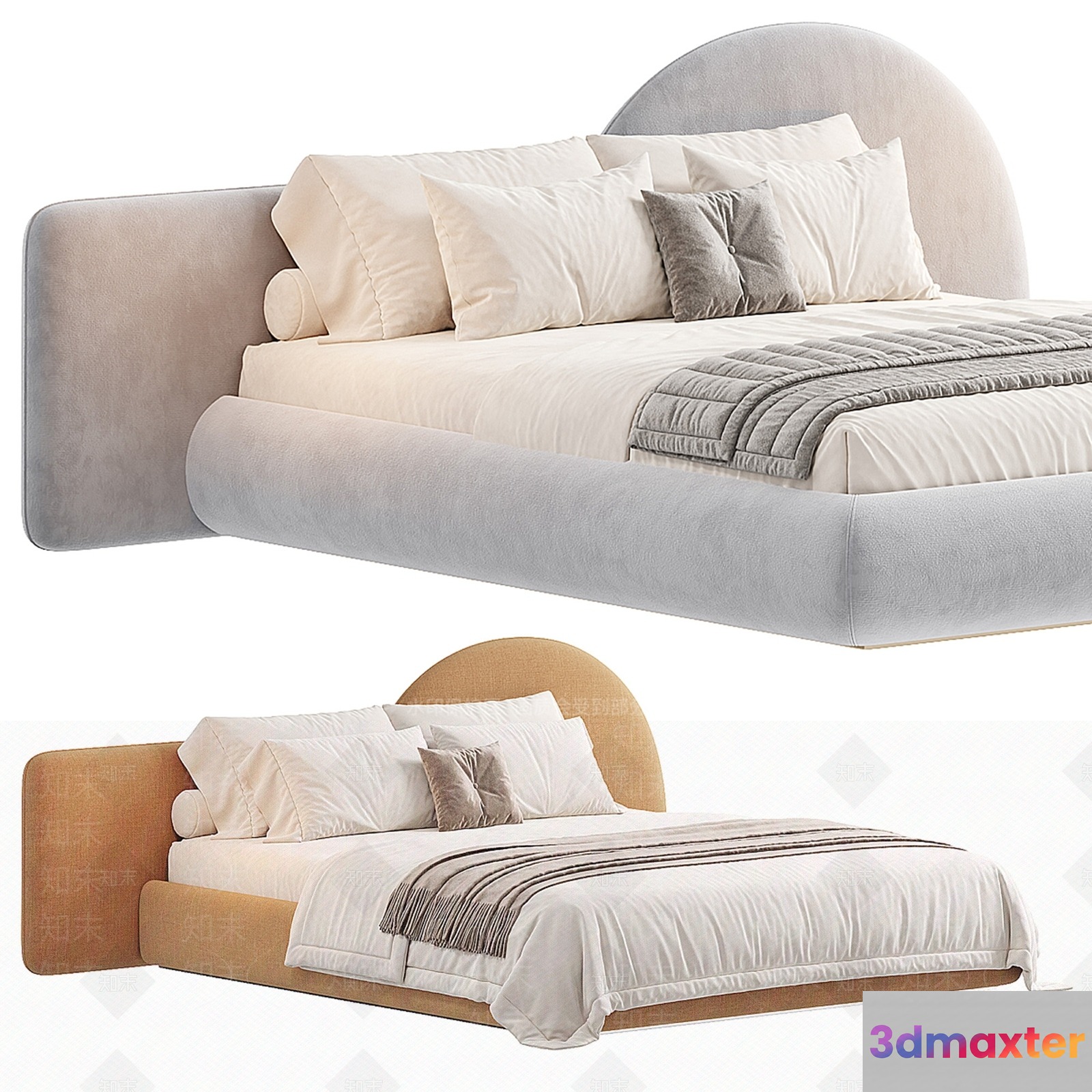 Modern Upholstered Beds 3D Model - 16944 - VRAY Render