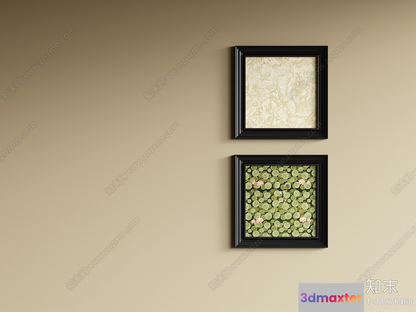 Two Black Picture Frames On A Wall 3D Model - 1786 - VRAY Render