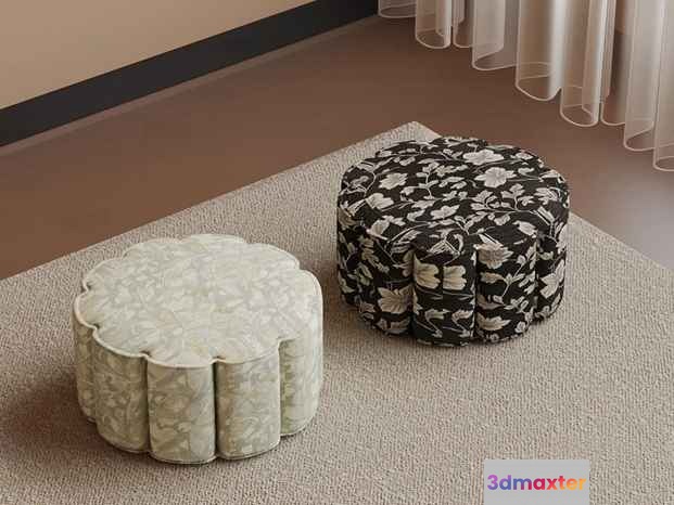 Floral Patterned Poufs 3D Model - 4046 - VRAY Render