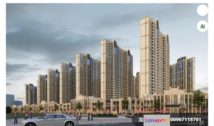 Tall City Buildings 3D Model - 4199 - VRAY Render