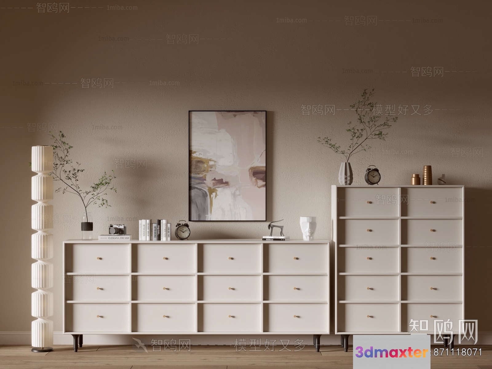 Modern White Dresser 3D Model - 20679 - VRAY Render