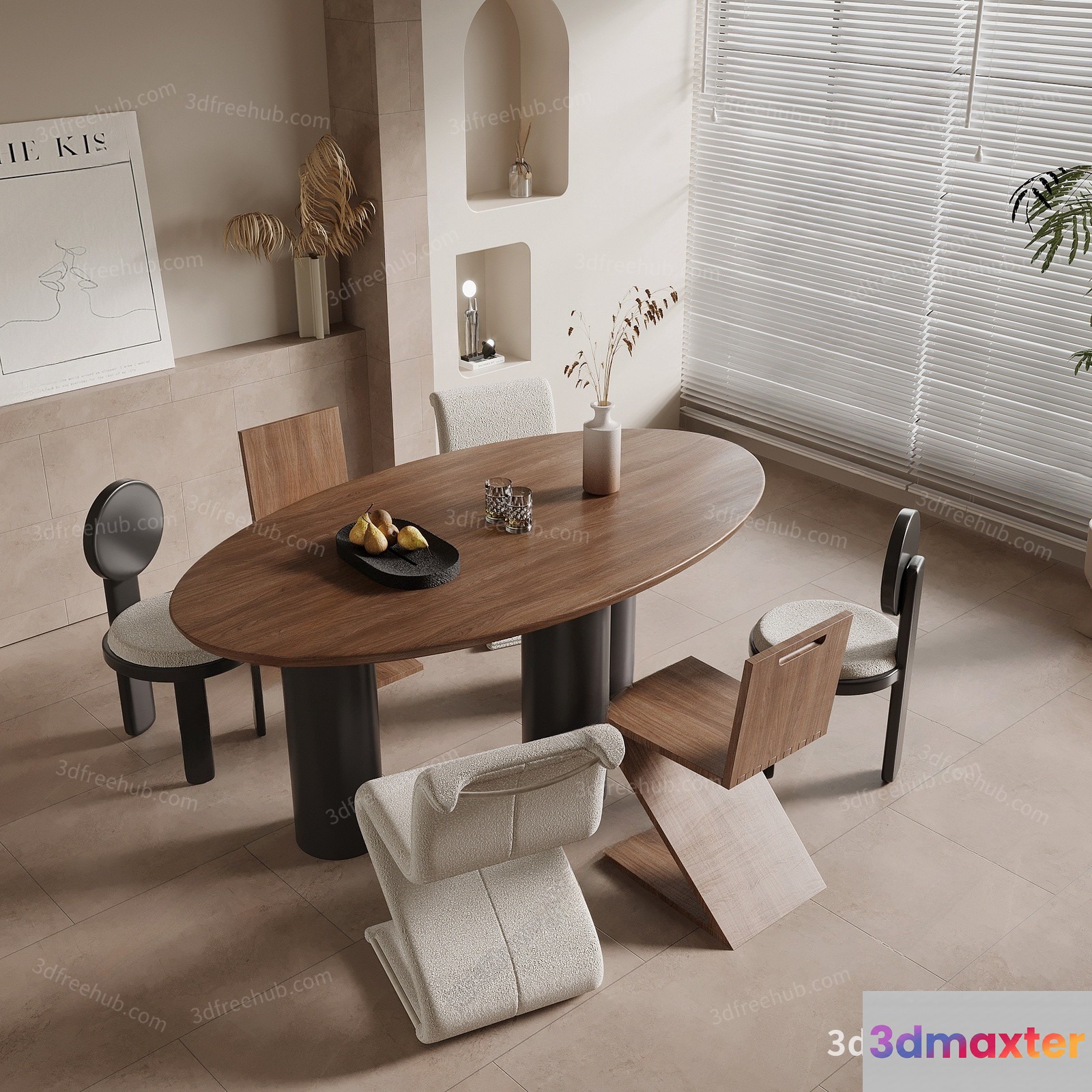 Modern Dining Room 3D Model - 23488 - VRAY Render