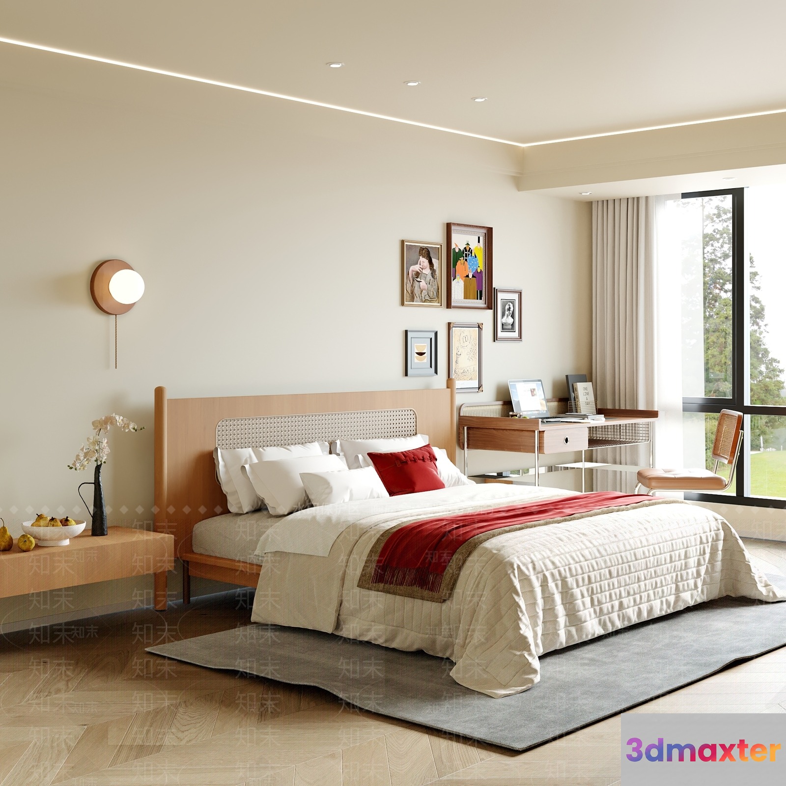 Modern Bedroom Setup 3D Model - 1129 - CORONA Render