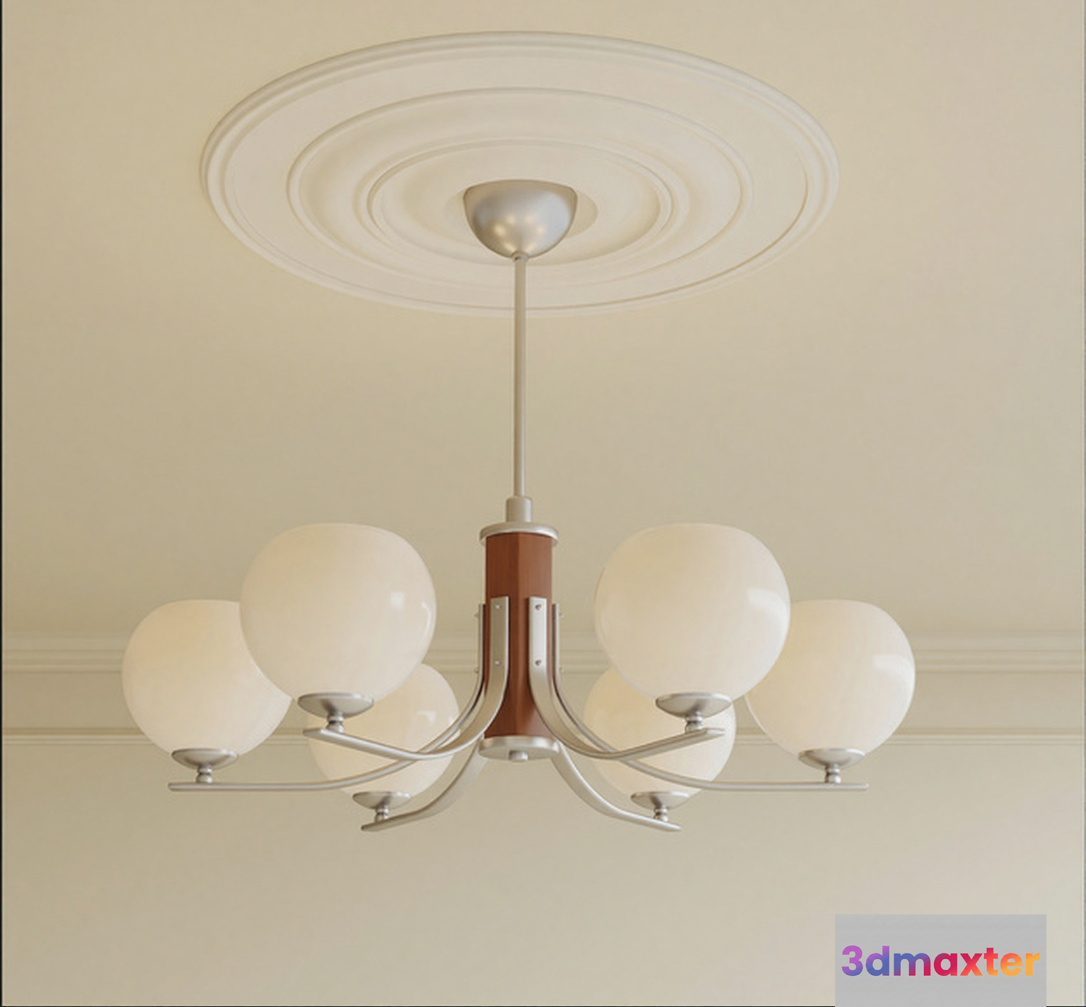 A White Chandelier 3D Model - 17924 - VRAY Render