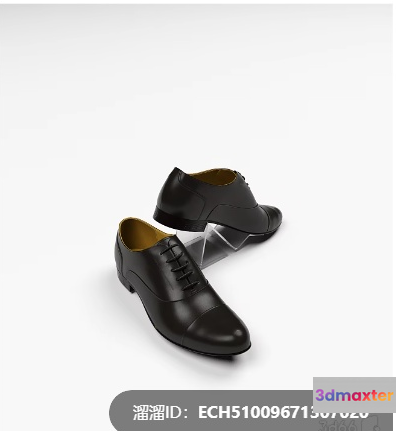 A Pair Of Black Leather Shoes 3D Model - 7391 - VRAY Render