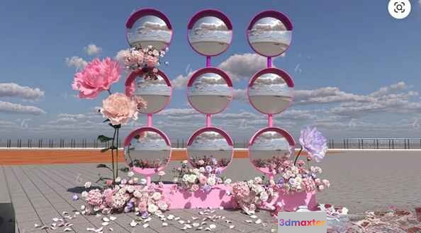 Pink Flower Arrangement 3D Model - 958 - VRAY Render