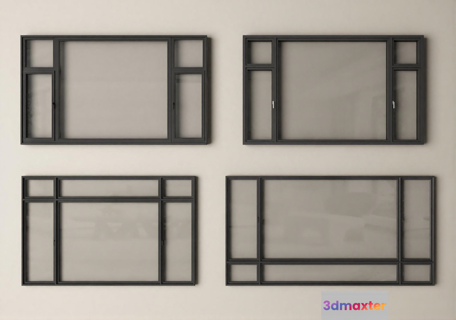 Black Window Frames 3D Model - 5500 - VRAY Render