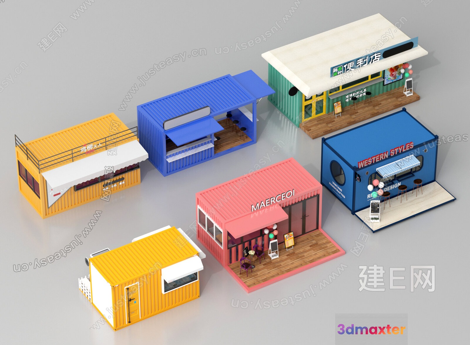 Miniature Storefronts 3D Model - 5751 - VRAY Render