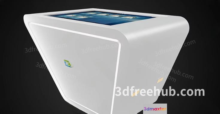 A 3D Model Of A White Cube With A Screen On Top 3D Model - 20596 - VRAY Render
