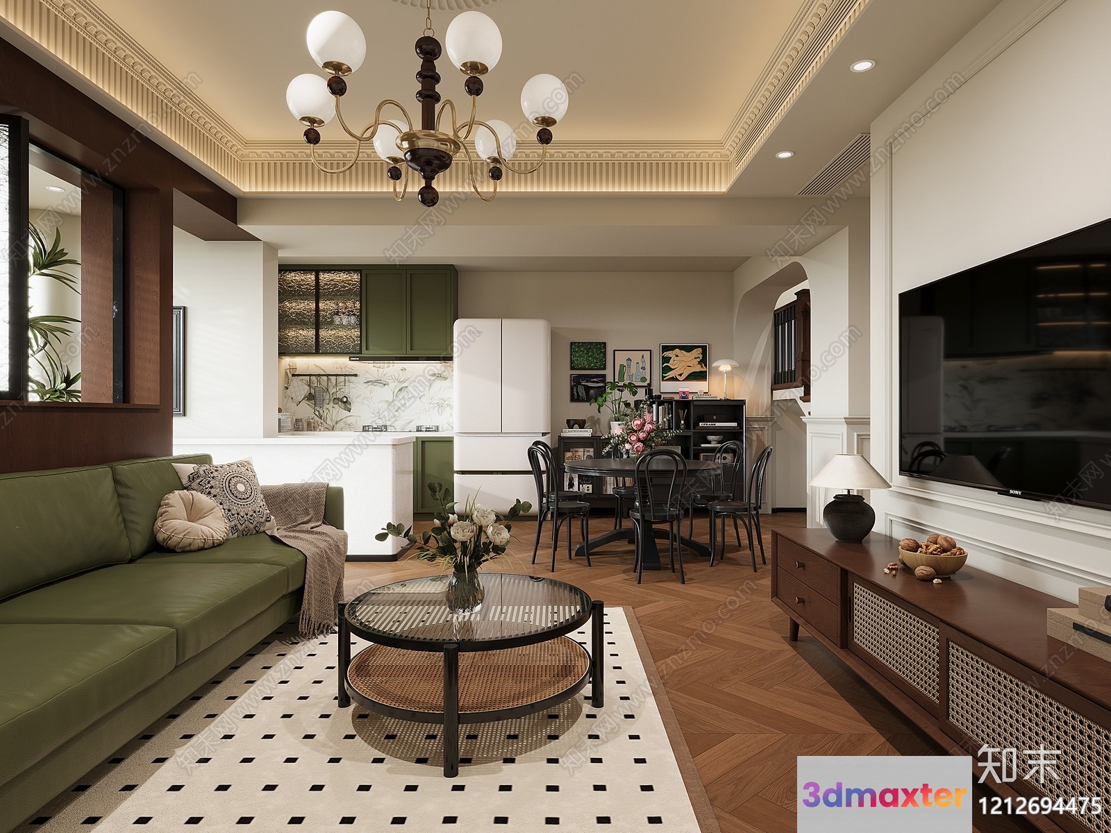 Modern Living Room 3D Model - 20453 - VRAY Render