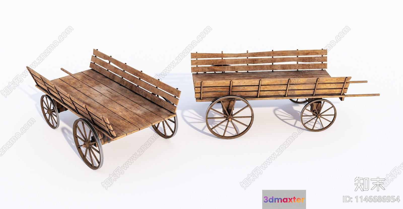 Wooden Cart 3D Model - 21012 - VRAY Render