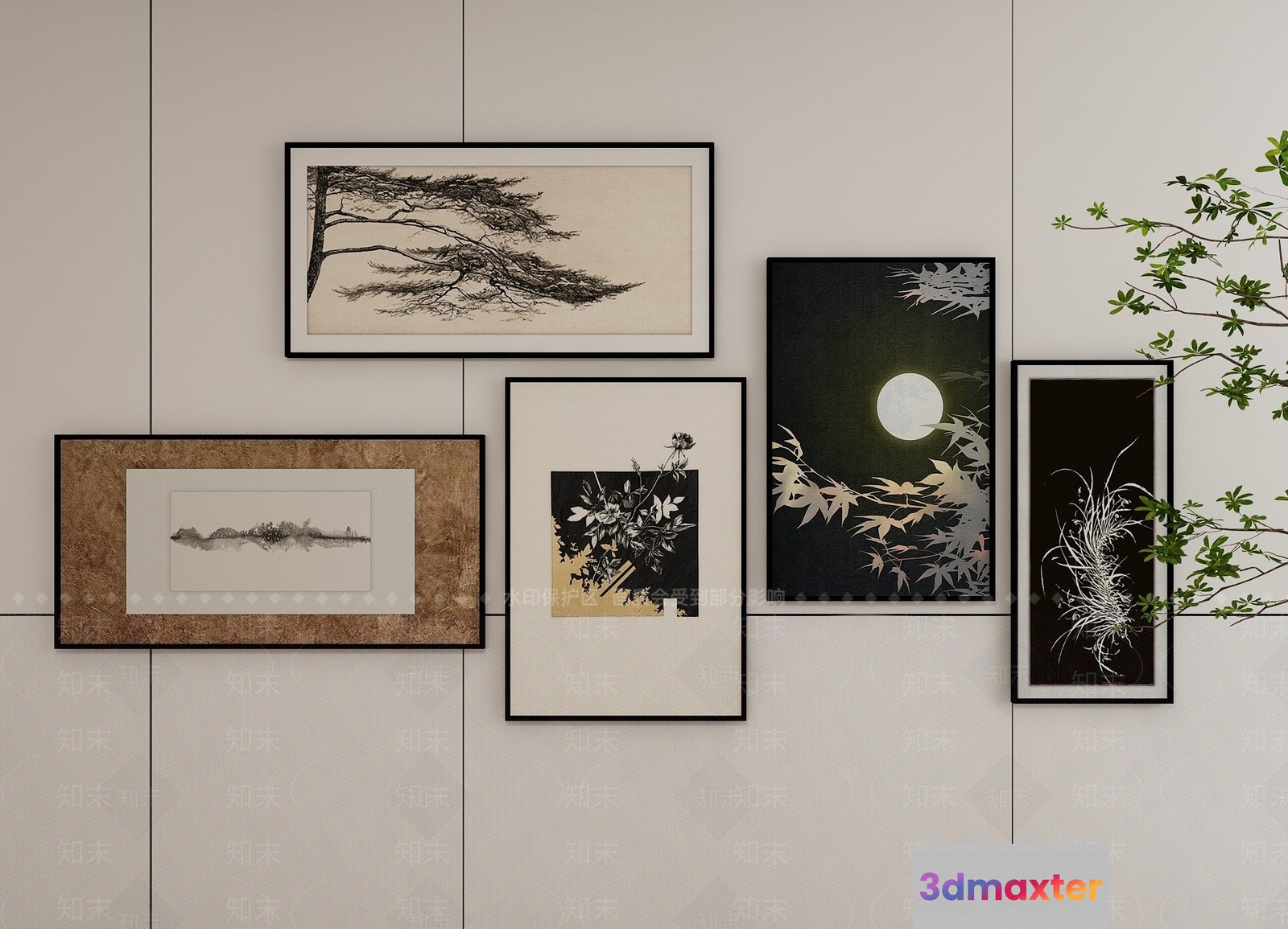 A Collection Of Framed Artwork 3D Model - 8373 - VRAY Render