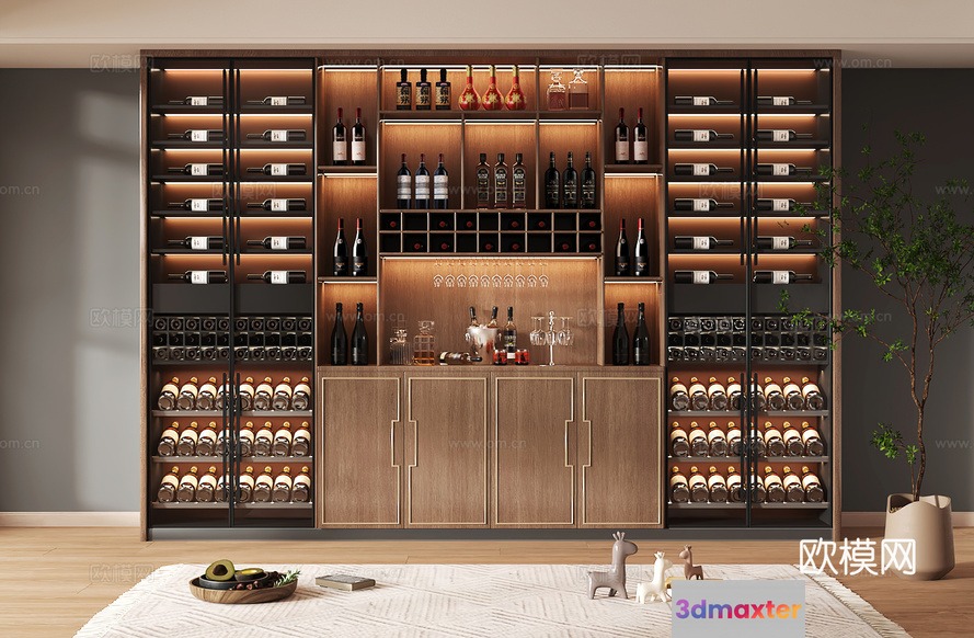 A Large Wine Cabinet 3D Model - 18395 - VRAY Render