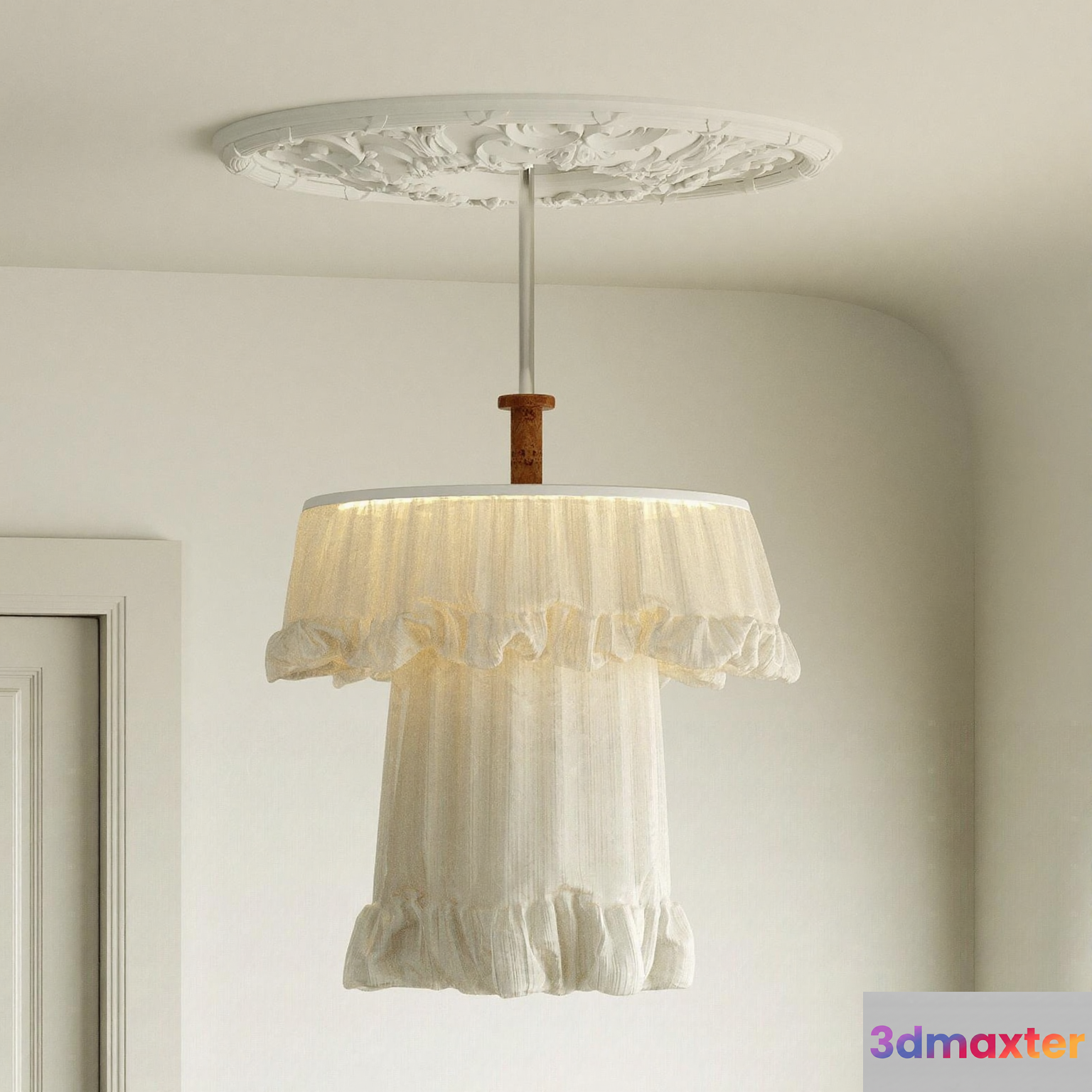 White Ruffled Chandelier 3D Model - 12062 - CORONA Render